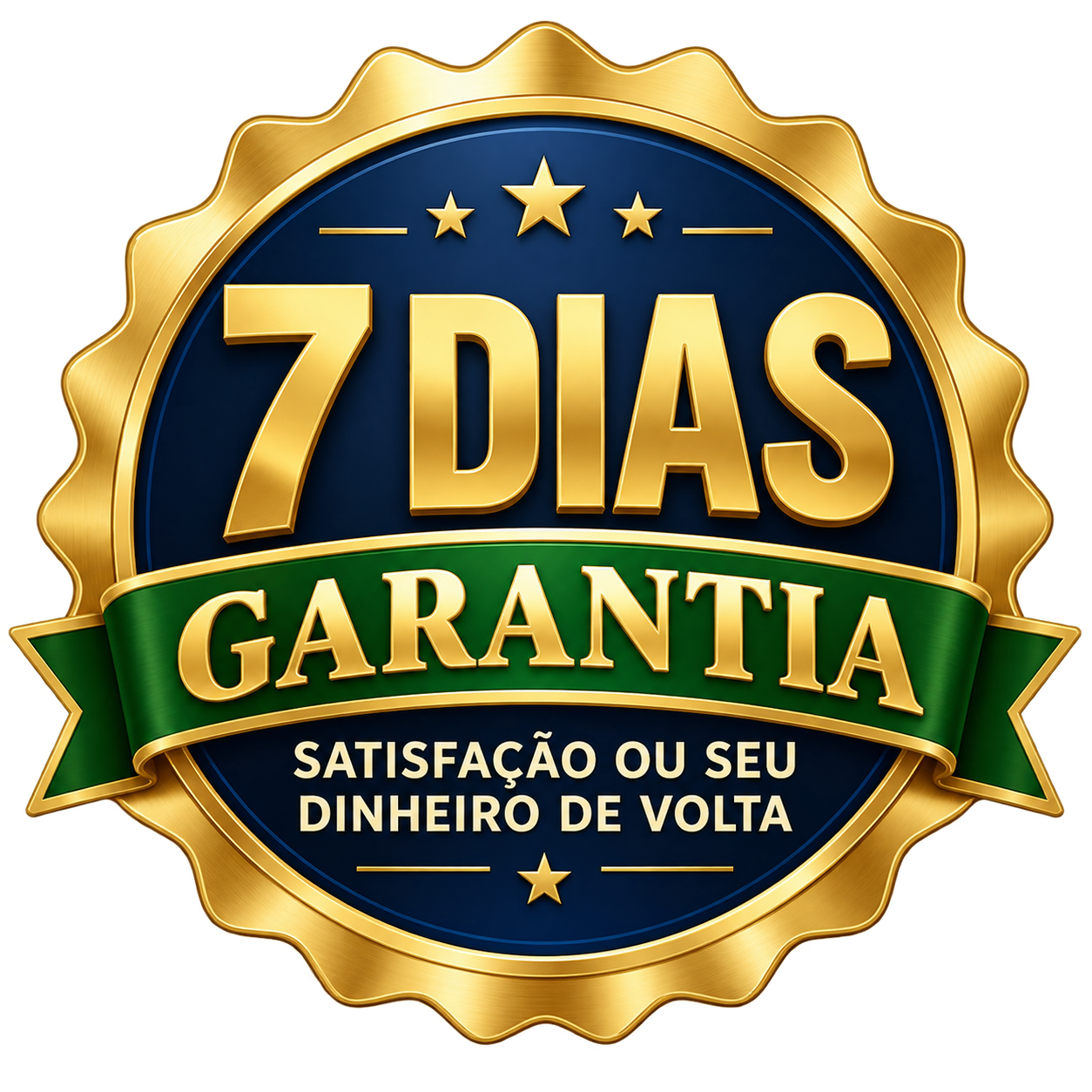 Garantia de 7 dias. Satisfação ou seu dinheiro de volta.
